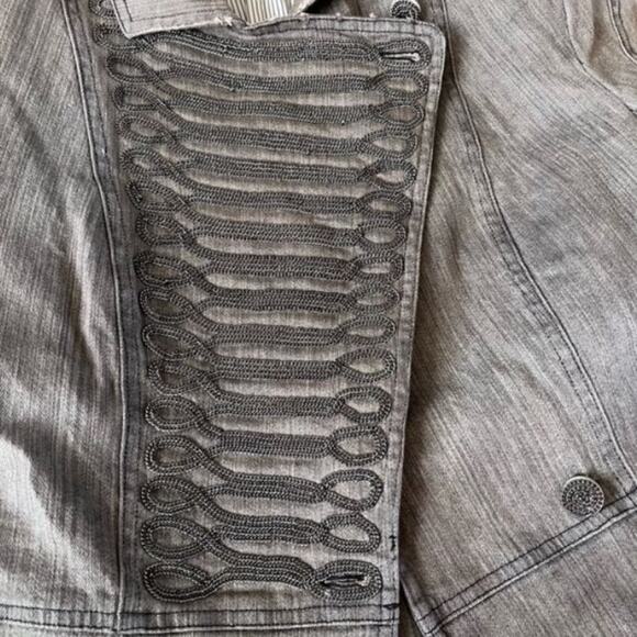 Alice + Olivia MILITARY Jacket Sz S/P Gray Chain Moto London Goth Grunge Fairy - Picture 3 of 10